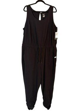 NWT Torrid Stretch Active Jumpsuit W/Split Back Deep Black Size 2X 18-20